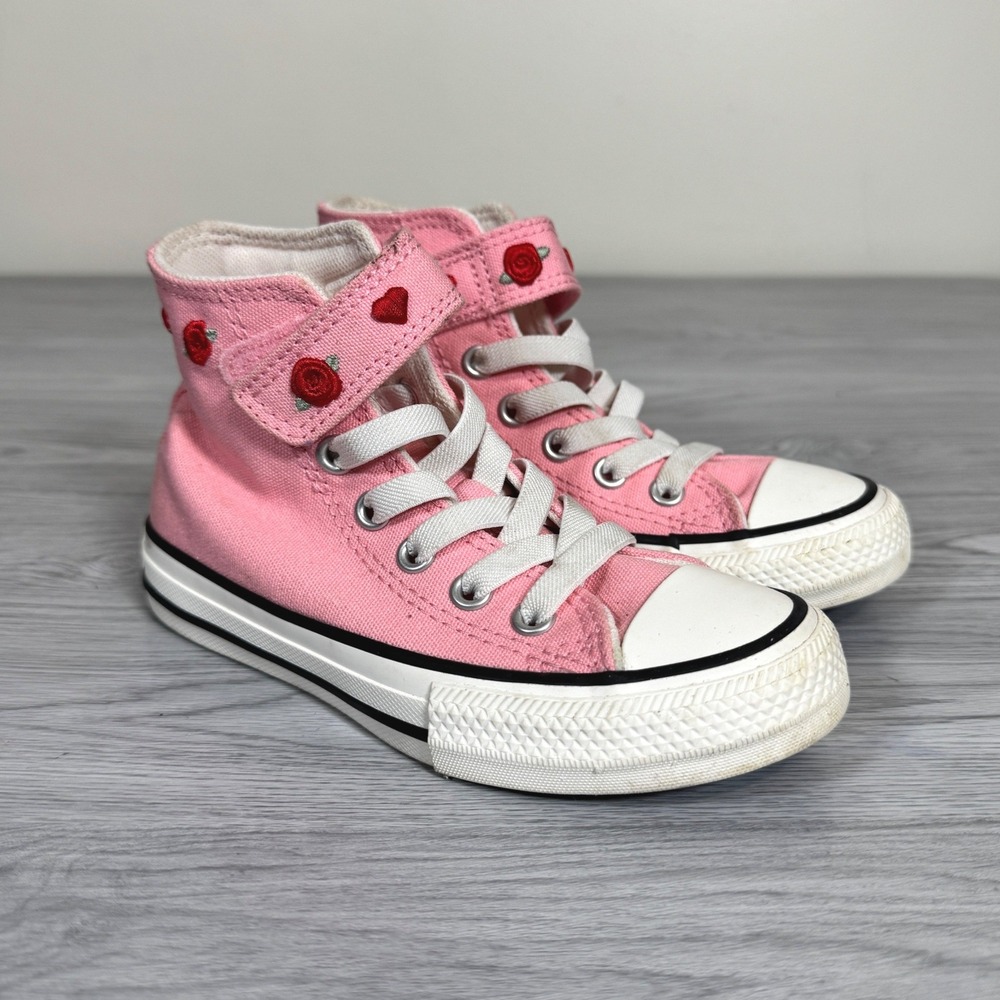 Converse Chuck Taylor All Star Pink Rose Heart High Top Shoes Kids 10.5 A10714F